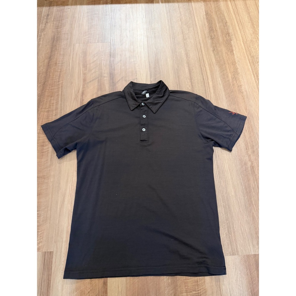 Ibex Polo Shirt Mens Medium Black Merino Wool Short Sleeve USA Made